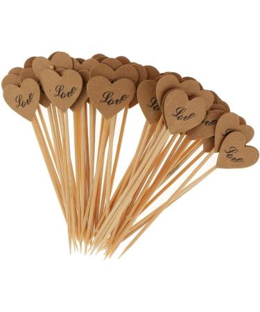 misppro 50 Pieces Kraft Paper Heart Cupcake Topper Food Picks Wedding Decoration Love Prints - Buy Online on GoSupps.com