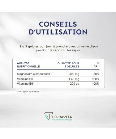 Magnesium 6 Sources Including Bisglycinate + Marine + Citrate | Optimum Efficacy against Fatigue and Stress | 300 mg of Magnesium Element per Dose + B6 + B9 | 90 Vegan Capsules | Made in France - Buy Online on GoSupps.com