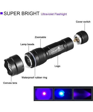 Ultrafire UV Flashlight - Super Power 395-405NM LED Black Light for Leak Detection Pet Stains & Bed Bugs - International Shipping Available - Buy Online on GoSupps.com