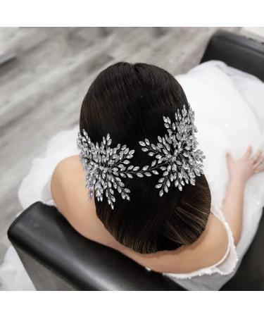 wedding hair piece Bridal Wedding Hair comb Wedding Headpiece for Bride Rhinestone Wedding Headband Crystal Hair Accessories for Women and Girls Silver - Buy Online on GoSupps.com