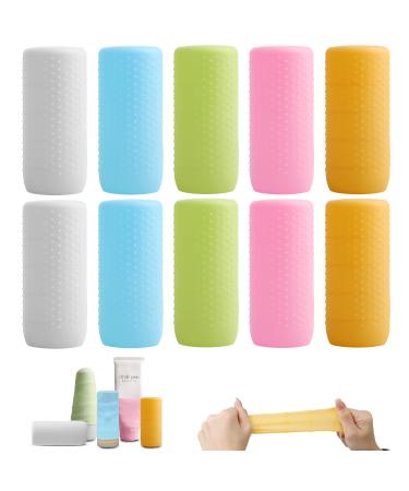 YUBIRD 10 PCS Elastic Sleeves for Leak Proofing Travel Silicone Leak Proof Sleeve Travel Covers Silicone Travel Sleeves for Toiletries Travel Toiletry Containers Accessories Gadgets for Women 10 Pack