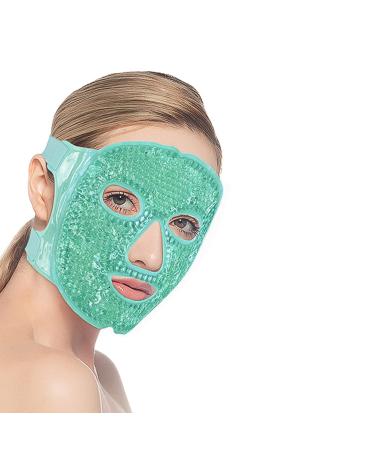 Cam2 cool mask face eye mask cooling gel face mask reusable gel bead eye mask for swollen eyes tear bags (green)