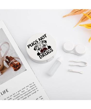 Pugs-Not-Drugs Round Case For Contact Lens Kit Storage Box with Mirror Printed - Buy Online on GoSupps.com