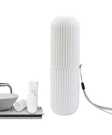 Travel Toothbrush Case & Container | Multifunctional Toothbrush & Toothpaste Set for Camping Business & School | White Travel Storage Solution - Buy Online on GoSupps.com