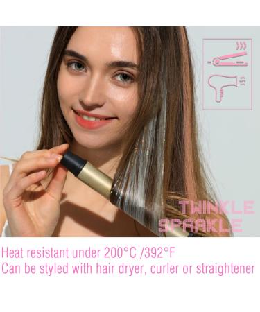 Twinkle Sparkle Clip in Colored Hair Extensions with Glitter Highlights - 22 Long, Straight Synthetic Hairpiece for Women, Girls, Kids - Pink Macaron Festival Gift - Buy Online on GoSupps.com