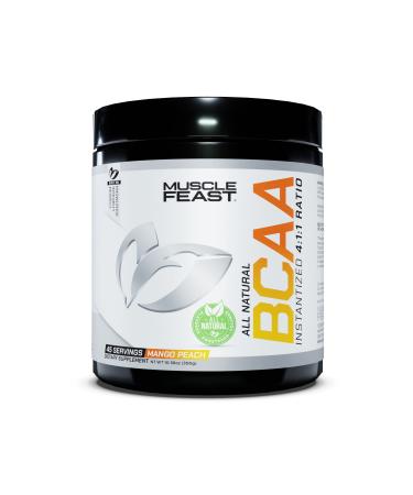 Muscle Feast Vegan BCAA Powder 4:1:1 Ratio Keto Friendly Sugar Free All Natural No Artificial Ingredients, Peach Mango, 300g 300 Gram Peach Mango