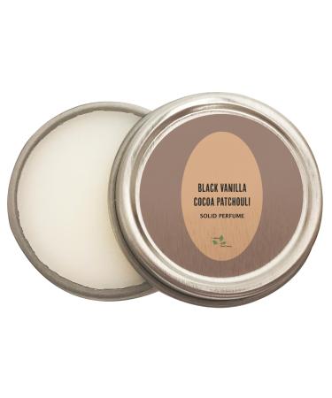 Luxury All Natural | Handmade Solid Perfume | Phthalate-Free | Handmade in USA | Eco-Friendly | Pocket Size 1/4 OZ (Black Vanilla Cocoa Patchouli)