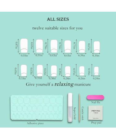Buy Press On Nails - Medium Square Nude with Leaf Designs | 24 PCS Acrylic Fake Nails & Glue for Women & Girls - Buy Online on GoSupps.com