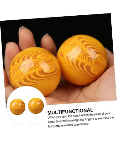 CLISPEED 2pcs Sea Willow Health Ball - Quartz Baoding Lacrosse Balls for Deep Tissue Massage & Muscle Relaxation - Natural Resin Trigger Point Balls - 5x5CM Yellow - Buy Online on GoSupps.com