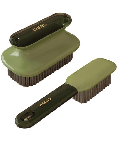Laundry Stain Brush Household Scrub Brush Laundry Brush for Stain Removal Soft Bristle Brush 2 Pack Stain Brush for Clothes Scrubbing Bathroom Cleaning Brush Easy to Hold (Green)