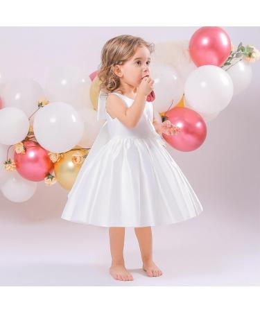 Princess Sleeveless Toddler Flower Girl Dress | Baby Clothes for Wedding Pageant | 12-18 Months, White - Buy Online on GoSupps.com