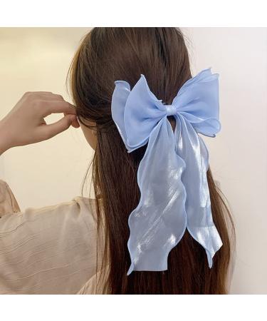 Youvelst 3PCS Bow Hair Barrettes for Girls & Women - Blue Purple White | Large Hair Metal Clips - French Barrette Big Bow Ribbon Hair Accessories - Buy Online on GoSupps.com