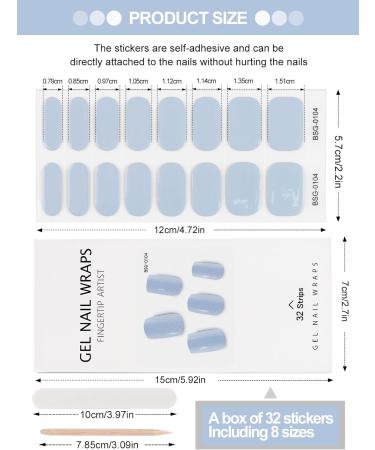 Kalolary 32PCS Cured Gel Nail Polish Strips Adhesive Full Wrap Gel Nail Art Sticker Waterproof Gel Nail Wrap Stickers with Nail File and Stick(UV/LED Lamp Required) (Grey) - Buy Online on GoSupps.com