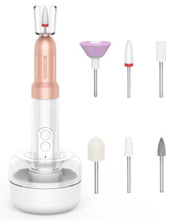 Electric Nail Drill Professional Acrylic Nail Drill Machine for Gel Acrylic Nails Portable USB Electric Nail File Efile Set for Manicure Pedicure Nail Tools (White Gold)