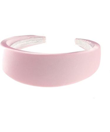 Slightly Padded Sponge Bump Formal Satin Wide 4cm Fabric Boho Headband Alice Band Women Hair Accessory Hairband Christmas Birthday Wedding Bridal Guest Bridesmaid Prom Dance Formal Occasion (Pink)