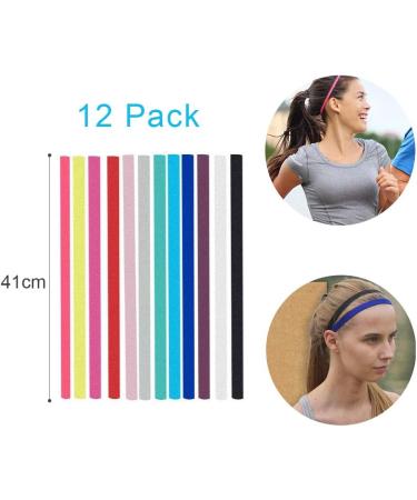 Buy 12 Anti-Slip Sports Headbands for Women - Thin Elastic Hair Bands for Ultimate Comfort & Performance - Buy Online on GoSupps.com