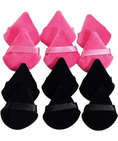 10/12 Pcs Triangle Powder Puff Wet Dry Use For Loose Powder Liquid Cosmetic Soft Plush Powder Puff Makeup Foundation (Color : 12 pcs Black Pink) - Buy Online on GoSupps.com