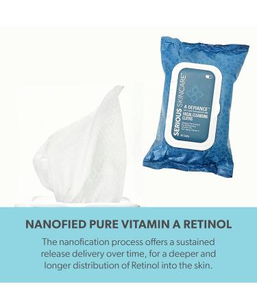 Serious Skincare A Defiance Vitamin A Retinol Facial Cleansing Cloths - Alcohol-Free Makeup Removal Wipes - 30 Wipes - Buy Online on GoSupps.com