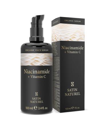 Niacinamide Organic Face Serum Enriched with Vitamin C and Magnesium 100ml For Luminous and Blemish-Free Skin Aloe Vera-Based Face Serum by Satin Naturel