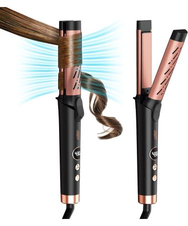 Airflow Styler Curling Iron 360 Hair Curling Iron 5 Adjustable Temps Hair Straightener and Curler 2 in 1 Wand Curling Iron with Ionic Cool Air Curling Irons for Long Short Hair Beauty Care