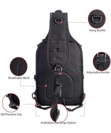 Tactical Black Sling Bag Pack - Military Rover Shoulder Backpack for EDC Molle Assault Range - Buy Online on GoSupps.com