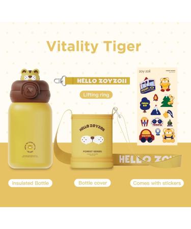 Zoyzoii 450ml Children's Stainless Steel Drinking Bottle with Straw & Bag - Thermos for Kindergarten - Yellow - Buy Online on GoSupps.com