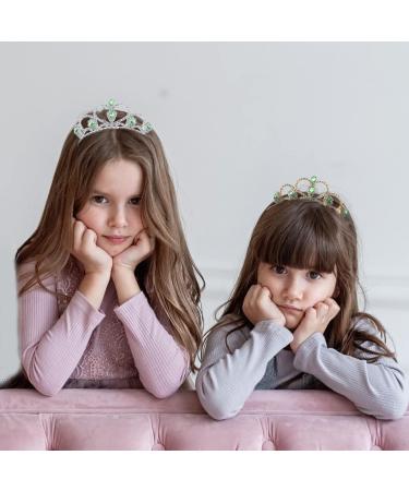 Green Gems Rhinestone Gold Tiara for Little Kid Big Kid | Lovelyshop Princess Crown for Prom & Birthdays - Buy Online on GoSupps.com