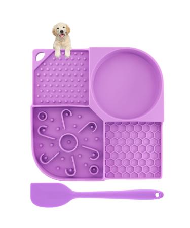 Katiak Leckmatt dog with suction cup 21 x 21cm lick mat dog and 1 silicone spatula to relieve anxiety in dogs (non-slip bpa-free purple) purple