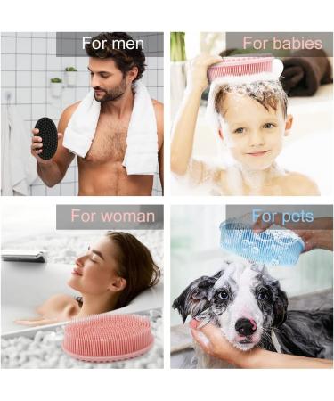 3 Pack Silicone Body Scrubber Set - Exfoliating Bath Shower Brush for Skin - Men, Women, Kids - Pink, Blue, Black - Buy Online on GoSupps.com