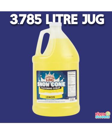 ZippySweets - Snow Cone Syrup - Lemon Flavour 1 Gallon with Complimentary Pump Makes Up to 128 Shaved Ice Treats Perfect Shaved Ice Syrup for Parties and Summer Fun - Buy Online on GoSupps.com