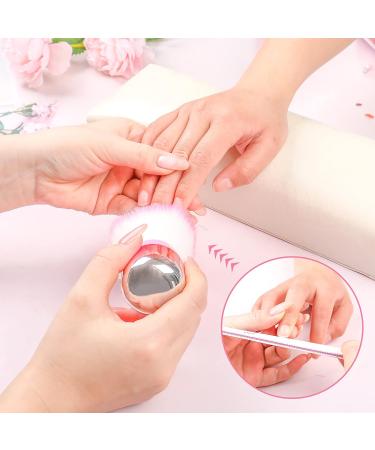 ANGNYA Soft Kabuki Nail Dust Brush for Acrylic Nails - Pink White Hair with Gradient Handle - Buy Online on GoSupps.com