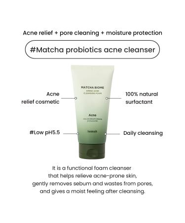 HEIMISH Matcha Biome Acne Cleansing Foam 150ml | Soothing & Hydrating Daily Facial Cleanser for Normal to Sensitive Skin | Remove Dead Cells & Calm Acne - Buy Online on GoSupps.com