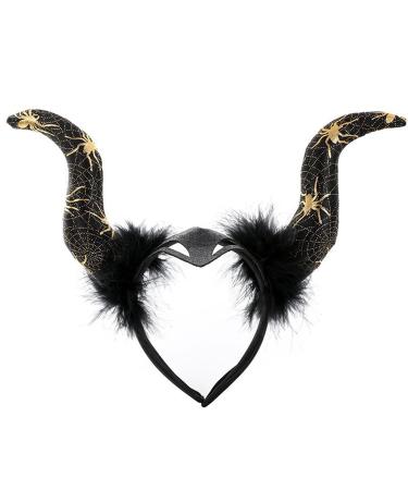 amangul Soft Devil Cool Headband Horn Animal Horn Hair Hoop for Kids Shows Overwhelming Animal Hairbands Cartoon Costume(Pattern Gold)