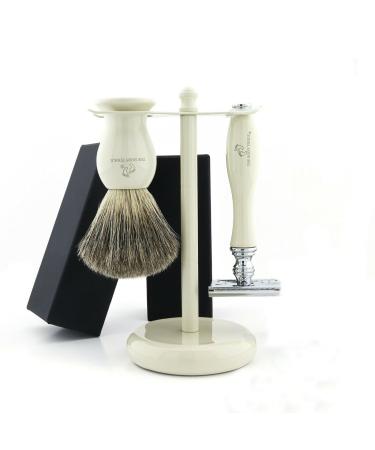 Classic wet shaving set with safety razor and badger hair shaving brush beard care set for men