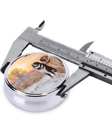 Buy Dog Catching Pheasant Printed Mini Round Pill Box | 3 Compartment Pill Organizer for Travel Home & Office | Portable Medicine Case - Buy Online on GoSupps.com