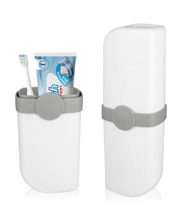 Comnico travel toothbrush holder portable toilet article holder anti-dust ridge container toothbrushes organizer with cover for travel camping business school bathroom white