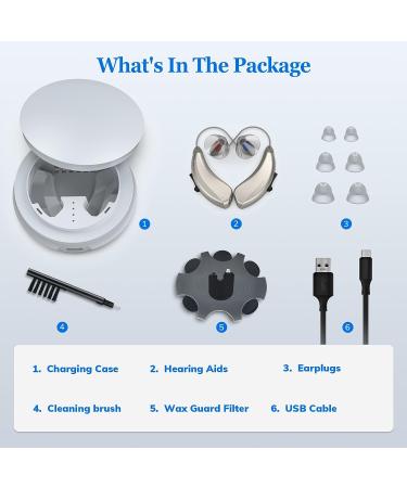 BSLLTER Rechargeable Hearing Aids | Three Modes OTC Digital Noise Cancelling for Seniors | Receiver-In-Canal Dual Microphone (Champagne) - Buy Online on GoSupps.com