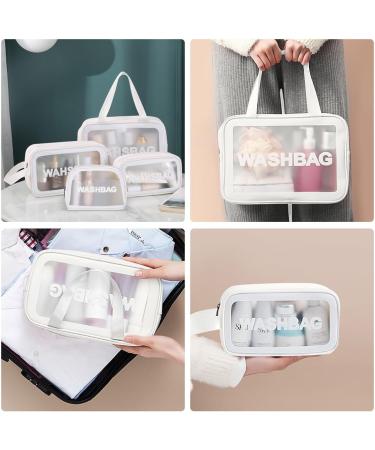 5PCS Clear Waterproof Toiletry Travel Bags - Portable Airport Cosmetic Bags (White) - Buy Online on GoSupps.com