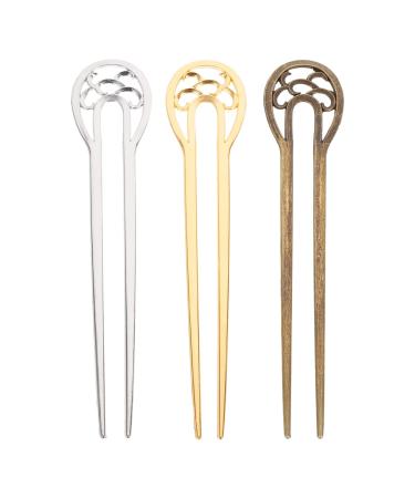 Beaupretty French hair fork 3st hairpin hair made of metal French hair rod hair stick for rolls metal hair forks in u-shape u shape hair alloy metal rod