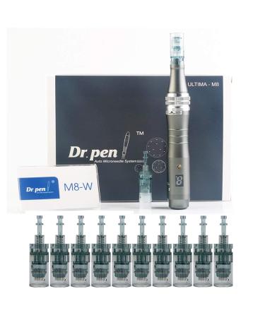Dr. Pen Ultima M8 Professional Microneedling Pen - Electric Auto Wireless Derma Pen Skin Care Tool Kit with 10 Cartridges 0.25mm (8x16pins + 2x36pins)