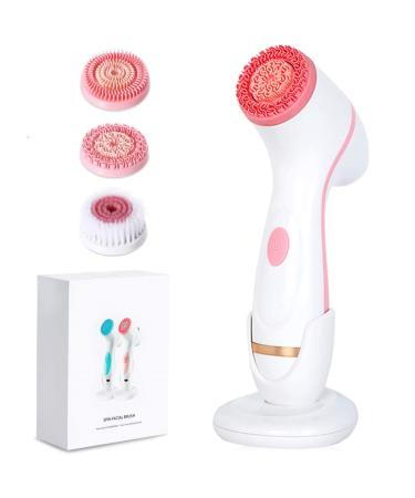 Facial cleaning brush waterproof facial brush Electric cleaning brush with 2 steps rotation speeds usb skin -cleaning brush for body deep cleaning gentle exfoliation (pink)