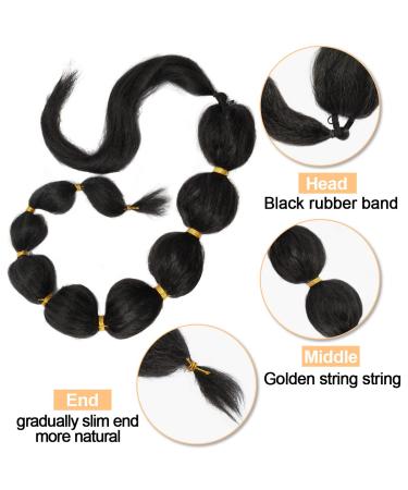 34 Inch Long Bubble Ponytail Extension for Black Women - Kinky Straight Afro Puff Ponytail Hair Extensions - Protective Style Lantern Ponytail Wrap Around with Hair Tie - Buy Online on GoSupps.com