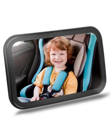 Baby Car Mirror Safest Shatterproof Back Seat Mirror For Car Baby Rear View Car Mirror for Your Backseat 100% Shatterproof Adjustable to See Rear Facing for Infants Kids and Pets Black