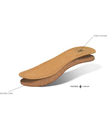 3 Pair Kaps Pecari Cork Shoe Insoles - Comfortable Vegetable Tanned Sheepskin Leather & Natural Cork (Men's 13 US / 46 EUR) - International Shipping Available - Buy Online on GoSupps.com