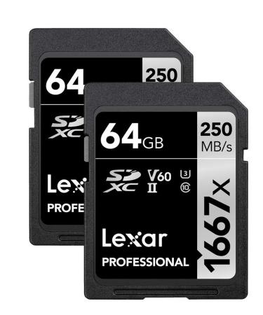 Lexar Professional 1667x 64GB (2-Pack) SDXC UHS-II Cards, Up To 250MB/s Read, for Professional Photographer, Videographer, Enthusiast (LSD64GCBNA16672) 2-Pack 64GB - Buy Online on GoSupps.com