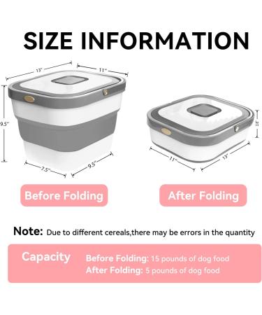 DDMOMMY Collapsible Dog Food Storage Container 10-13 LB Airtight Pet Food Bin with Lid, Measuring Cup, and Silicone Bowl Grey - Buy Online on GoSupps.com