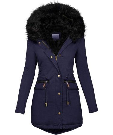 Hanxiulin Oversized Plush Jacket for Women - Warm Lined Fleece Coat | Lightweight Quilted Winter Jacket | Reversible Transition Jacket in Marine - Buy Online on GoSupps.com