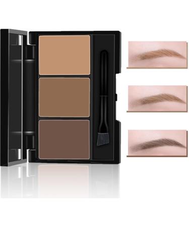 Eyebrow Powder 3-color Eyebrow Palette Eyebrow Powder Kit with Mirror Long Lasting and Waterproof 12 Reusable Eyebrow Template with Strap 2 Eyebrow Pen Brushes