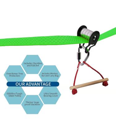 Aonetogo 65FT Slackline Pulley with Zipline & Monkey Bar - Warrior Obstacle Course for Kids & Adults - Outdoor Jungle Gym Set - Buy Online on GoSupps.com