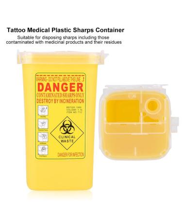 Tattoo Plastic Sharps Container 1L - Biohazard Needle Disposal Waste Box (YELLOW) - Buy Online on GoSupps.com